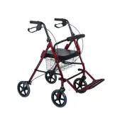 Mobiak CHERRY 2-in-1 Burgundy Rollator - Stylish Aluminum Walker with Transit Chair Function