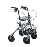 Mobiak Rollator Walker with Tray & Basket - Foldable Grey Steel | 120kg Capacity