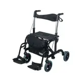 Mobiak FLEXY 2-in-1 Rollator Transit Chair - Aluminum Walker with Swing-Away Footrests | 136kg