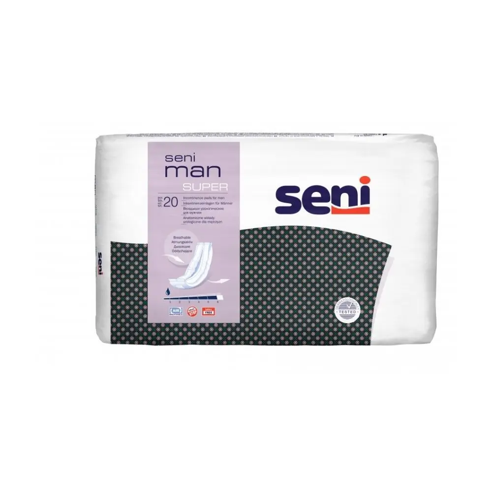 Seni Man Extra bladder control pads 7,5cm x 21,5cm x 28,5 cm (pack of 15)