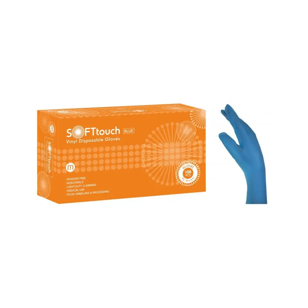 Bournas Medical Soft Touch Γάντια Βινυλίου χωρίς Πούδρα Μπλε (100τμχ)