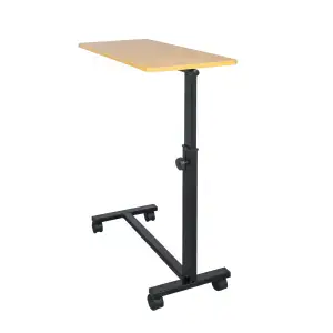 Overbed Table on Wheels, Fixed Top, Wooden | MOBIAK