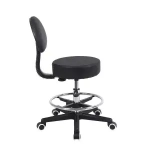 Tabouret à roulettes avec dossier | MOBIAK | Noir