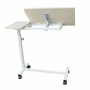 Table de lit à roulettes, plateau inclinable, beige | MOBIAK