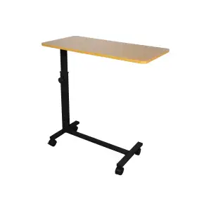 Overbed Table on Wheels, Fixed Top, Wooden | MOBIAK