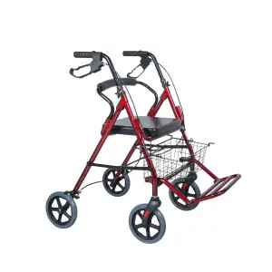 Rollator Walker Cherry 2-in-1, Burgundy, 120 kg – MOBIAK
