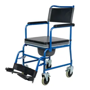 GEMINI Blue Commode Wheelchair, 4 Brakes | MOBIAK