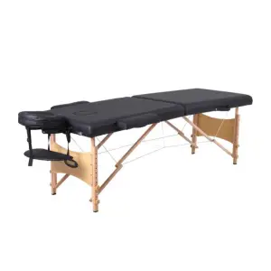 Mobiak Wooden Folding Massage Table 2-Section Black 60cm Compact | With  Accessories | 200kg