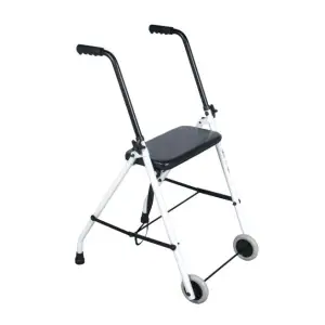 Mobiak 2-Wheel Folding Walker - Indoor Steel Rollator with Seat 5kg | 136kg Capacity
