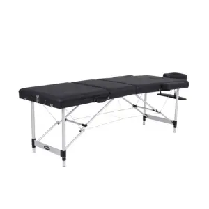 Mobiak Folding Massage Table 3 Sections Aluminum 60cm Black with Accessories - 200kg Capacity