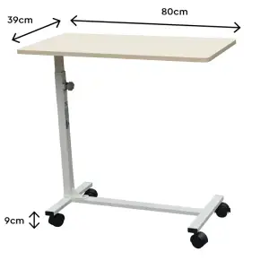 Măsuță pentru pat pe roți, blat fix, bej | MOBIAK