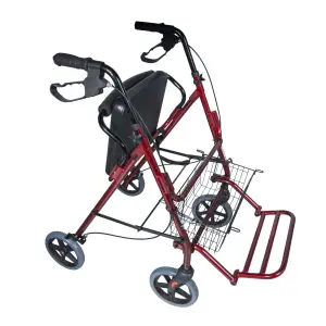 Rollator Walker Cherry 2-in-1, Burgundy, 120 kg – MOBIAK