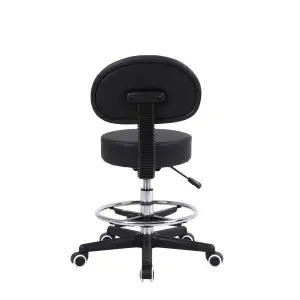 Tabouret à roulettes avec dossier | MOBIAK | Noir