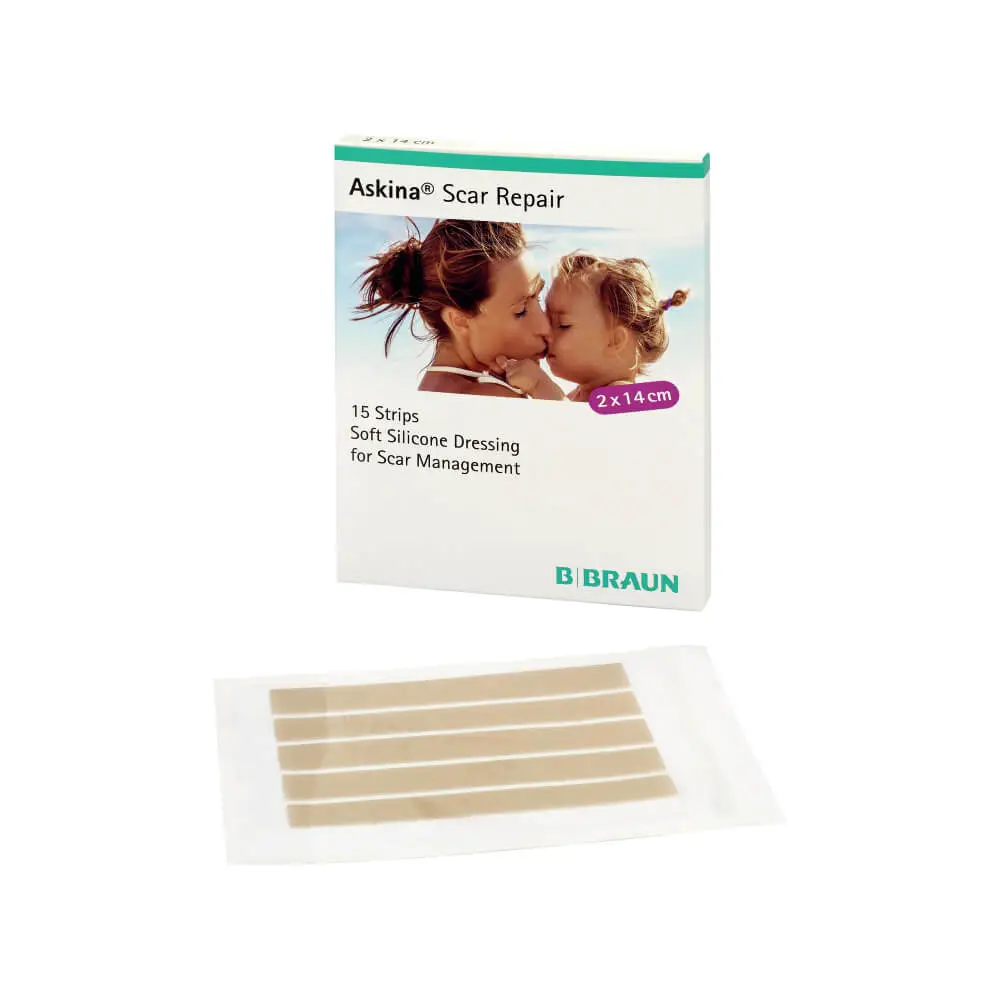 Askina Scar Repair 2x14cm (15 pieces) - Soft Silicone Dressings for Scar Management