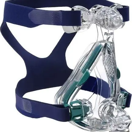 Masg CPAP Wyneb Llawn ResMed Mirage Quattro – Maint Bach Iawn | Clustog Aer MicroFit Deial a Sbring