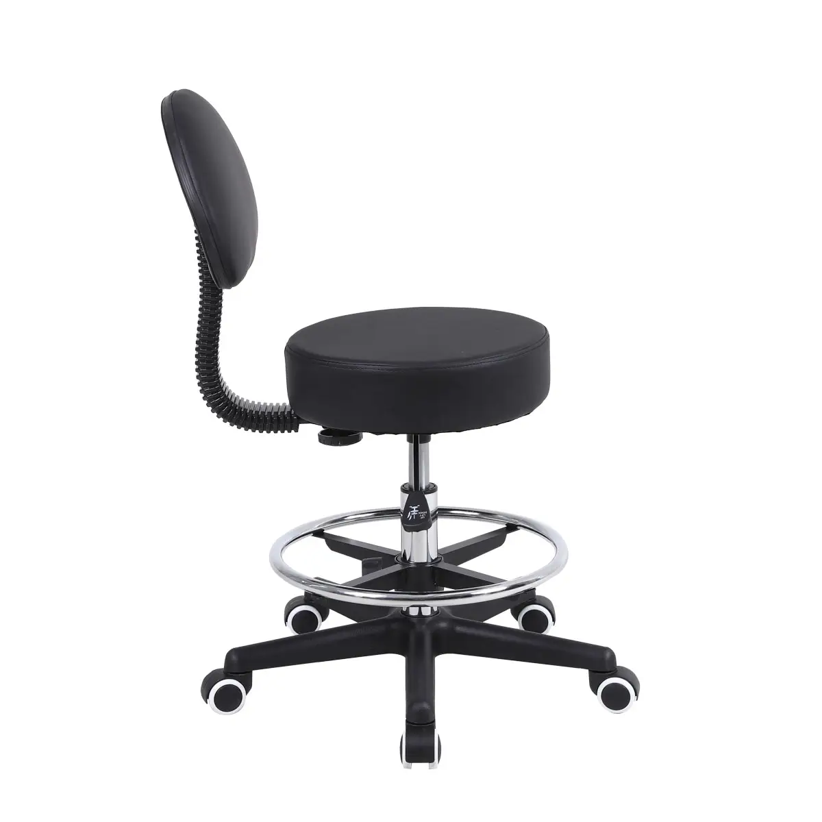 Tabouret à roulettes avec dossier | MOBIAK | Noir