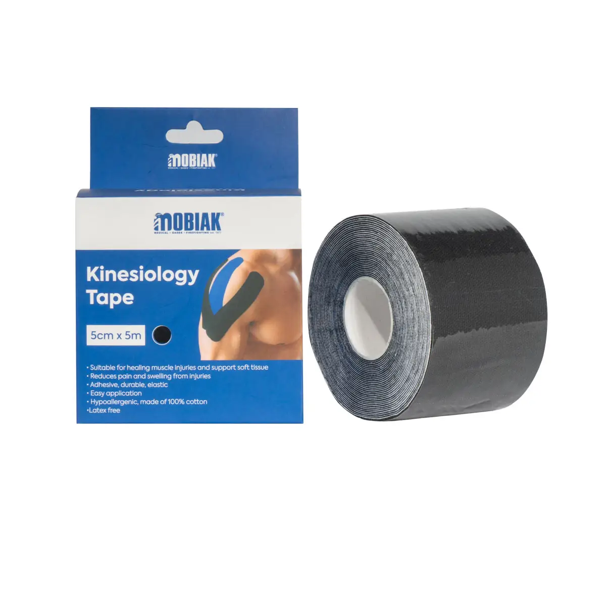 Ταινία Κινησιοθεραπείας Kinesio Tape 5 cm | MOBIAK | Μαύρο