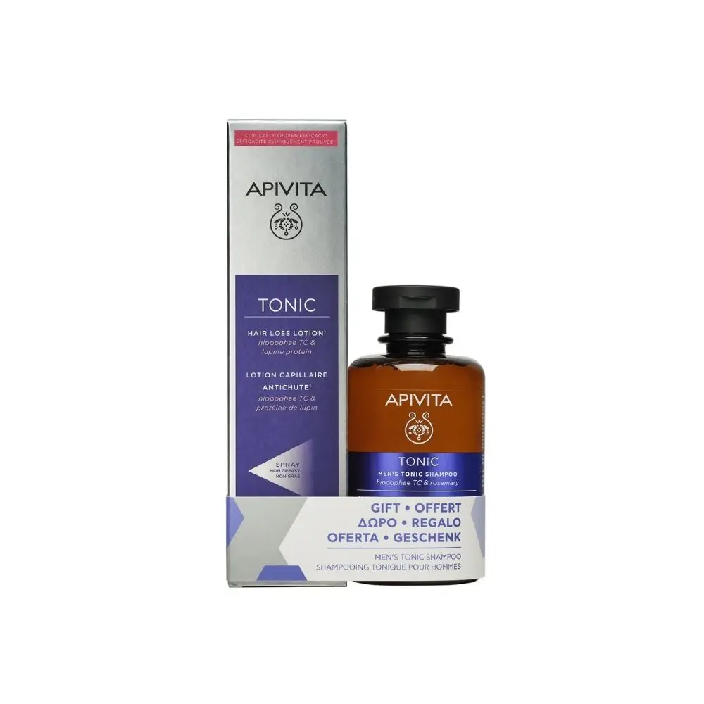 Apivita Tonic Hair Loss Lotion with Hippophae TC & Lupin Proteins 150ml + FREE Men’s Tonic Shampoo 250ml