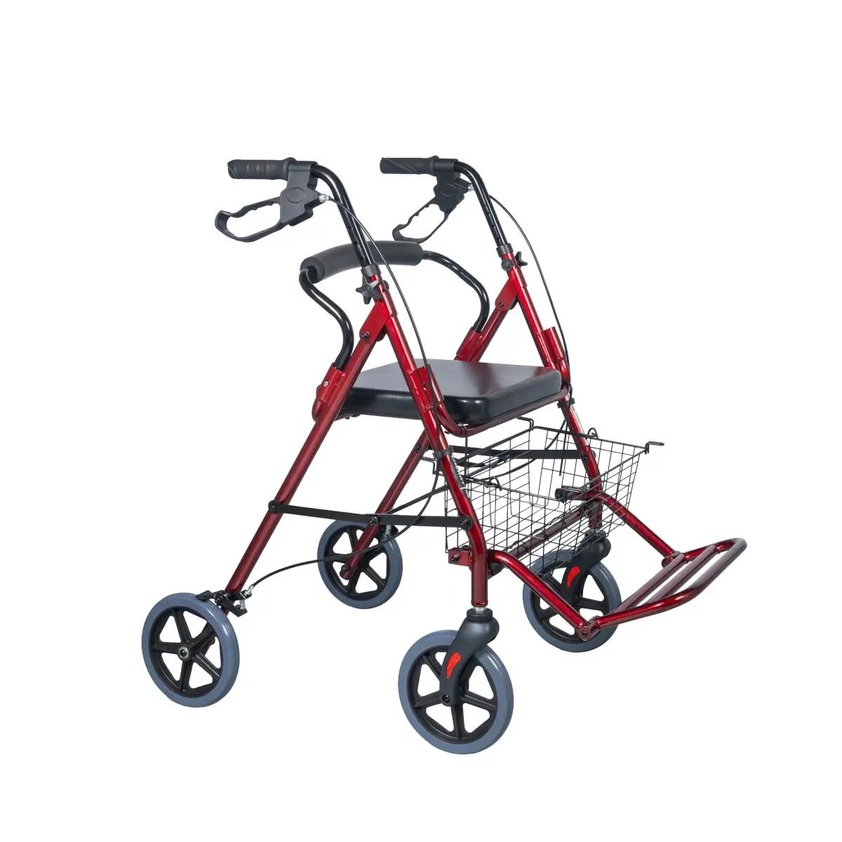 Rollator Walker Cherry 2-in-1, Burgundy, 120 kg – MOBIAK
