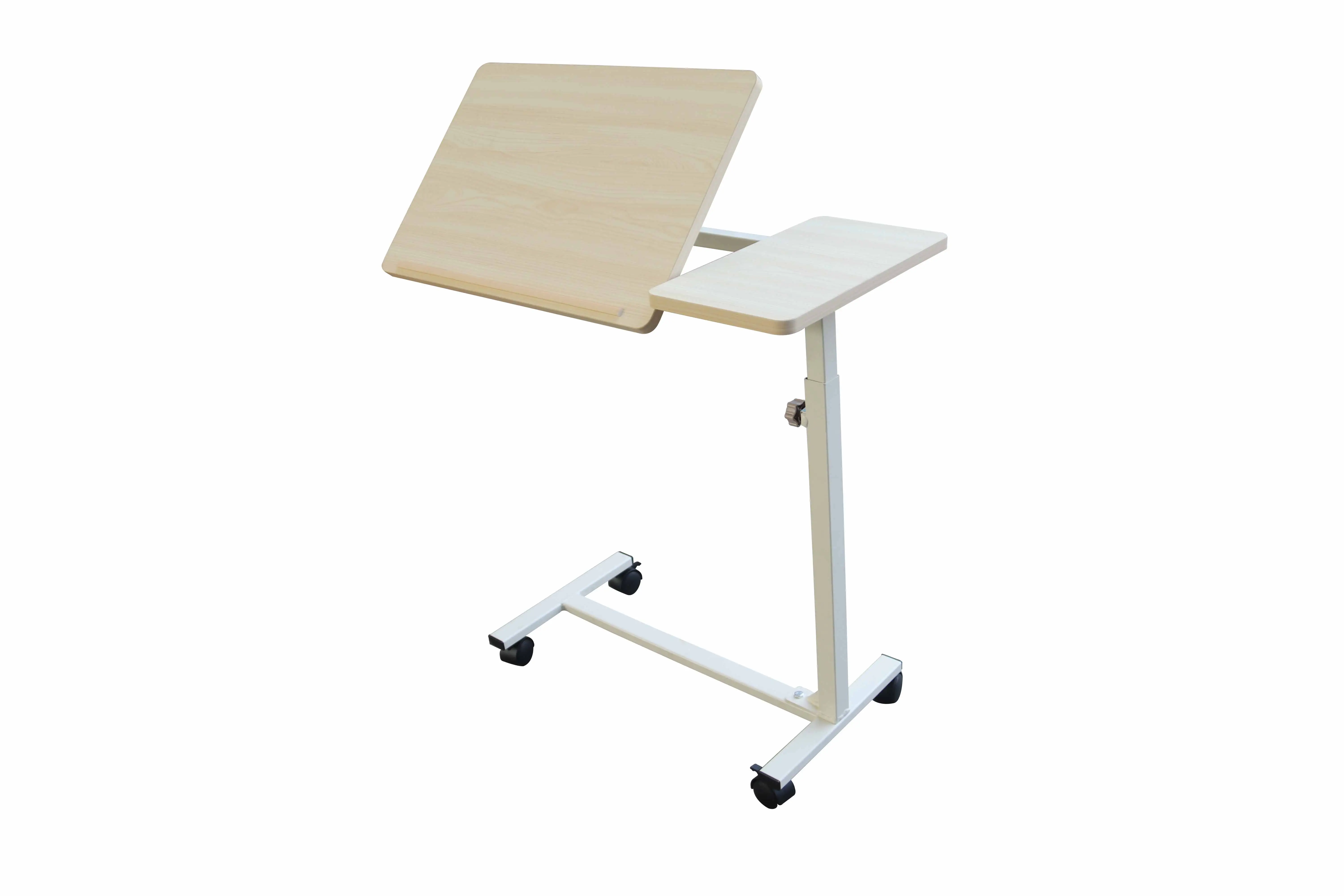 Table de lit à roulettes, plateau inclinable, beige | MOBIAK