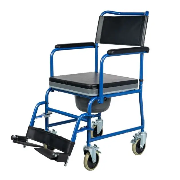 GEMINI Blue Commode Wheelchair, 4 Brakes | MOBIAK