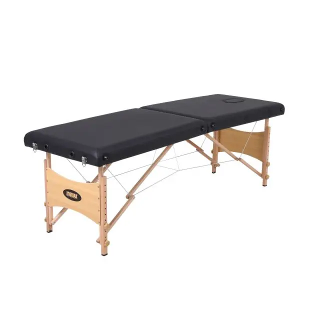 Mobiak Wooden Folding Massage Table 2-Section Black 60cm Compact | With  Accessories | 200kg