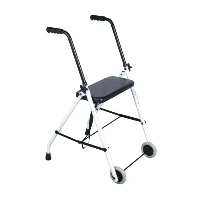 Mobiak 2-Wheel Folding Walker - Indoor Steel Rollator with Seat 5kg | 136kg Capacity