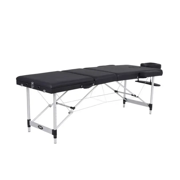 Mobiak Folding Massage Table 3 Sections Aluminum 60cm Black with Accessories - 200kg Capacity