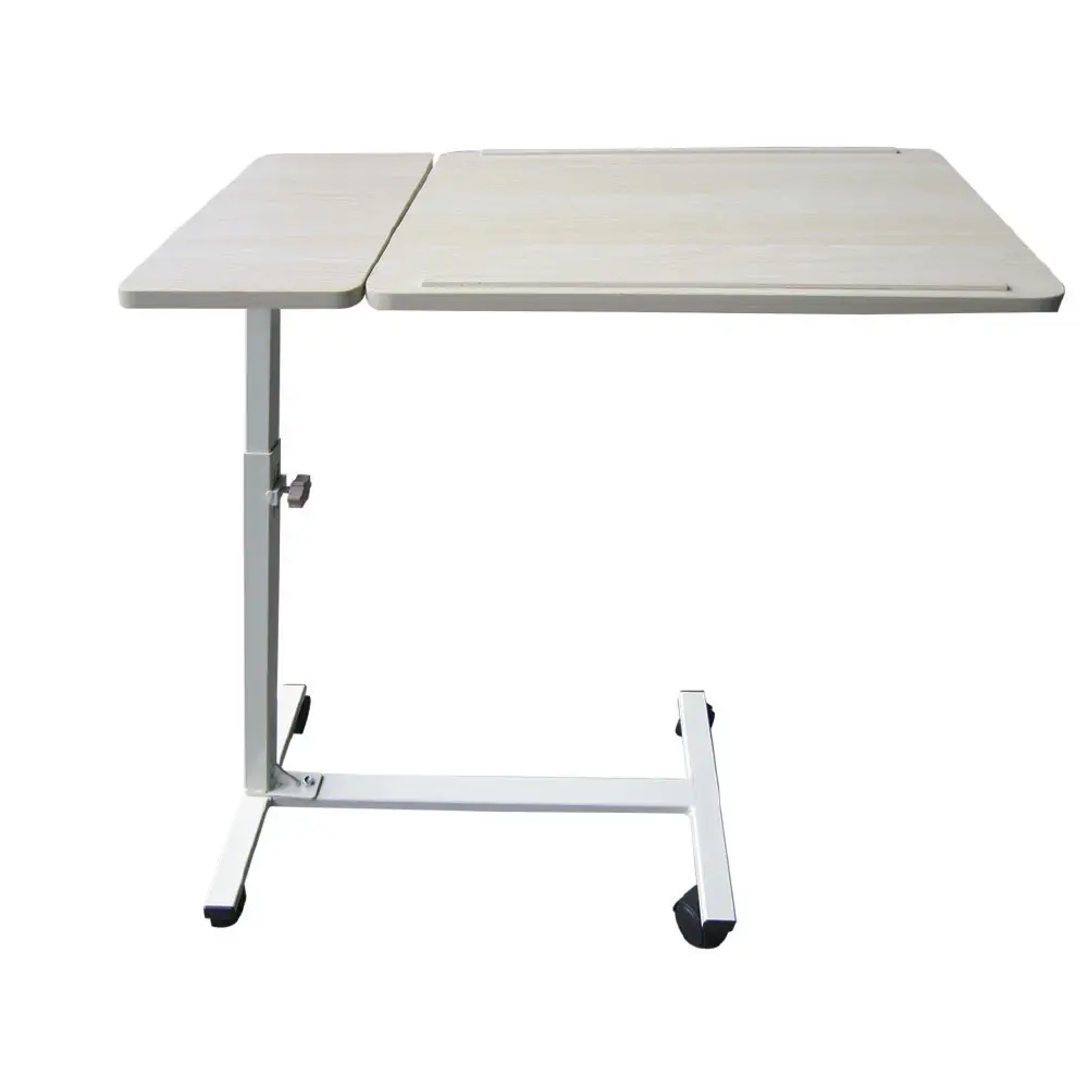Table de lit à roulettes, plateau inclinable, beige | MOBIAK