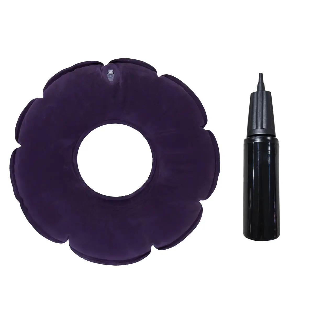 Inflatable Ring Cushion Velour, Blue, with Pump