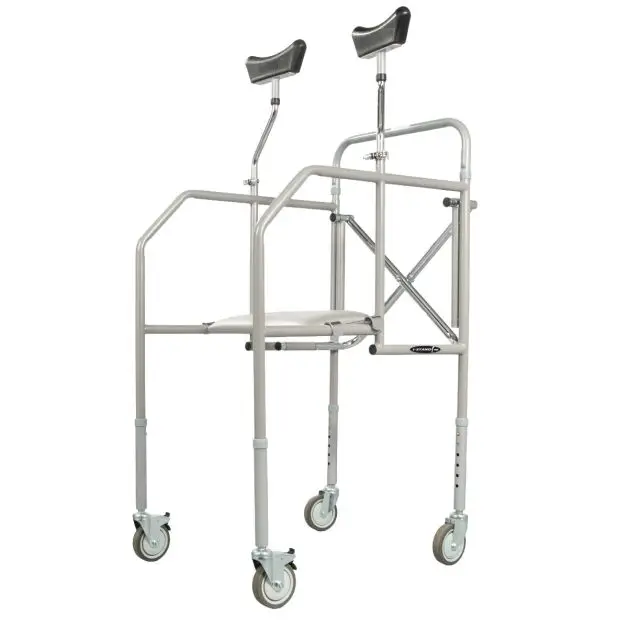 Mobiak I-STAND Walker with Axillary Supports & Seat - Rollator for Tall Users 113-160cm | 120kg