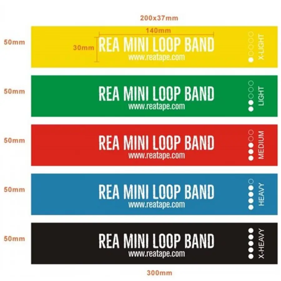Λάστιχα Γυμναστικής Mini Loop Band Set 5 τεμ. 60x5 cm | REA